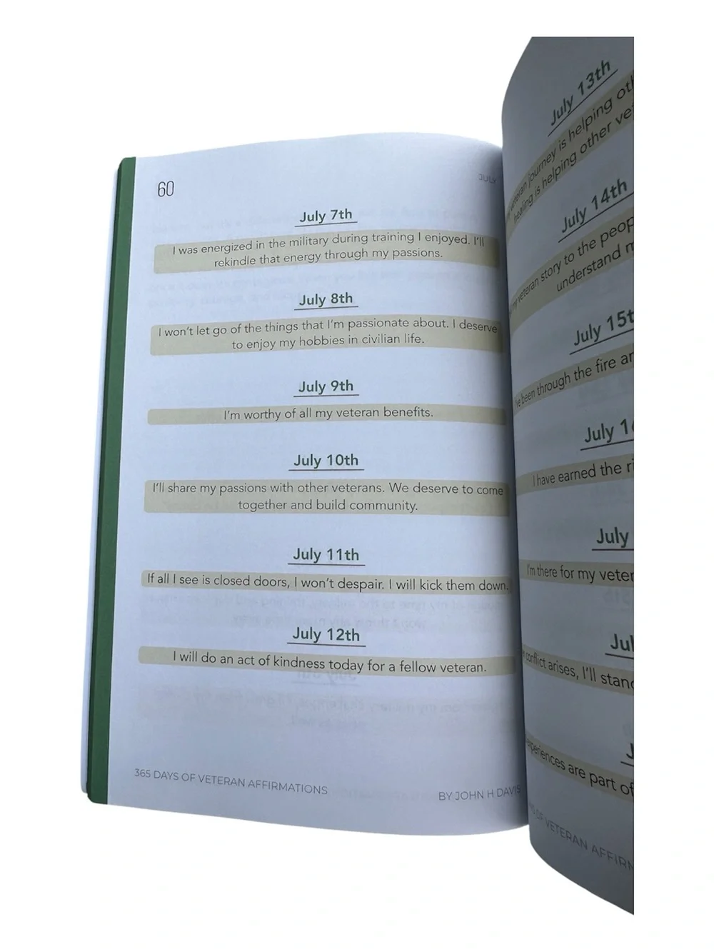 365 Days of Veteran Affirmations by John H Davis — Gray & Olive Cover